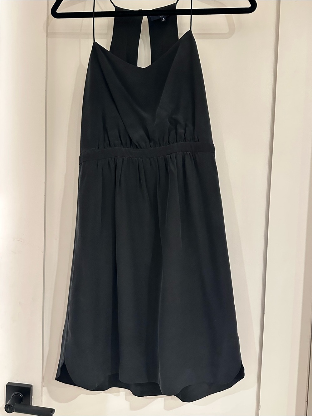 Madewell Black Silk mini Dress with Spaghetti Straps